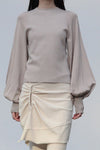SWAYING/KNIT profile cuffed long-sleeved slim fit pullover SW24RE1T09 Almond PS11